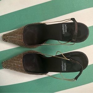 Jeffrey Campbell Zeta Slingback Heel in 6.5 Brown Satin Brown